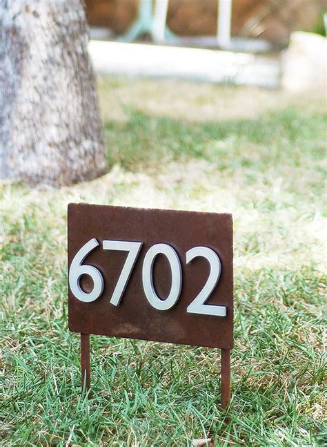 metal house number yard signs|contemporary house number yard signs.